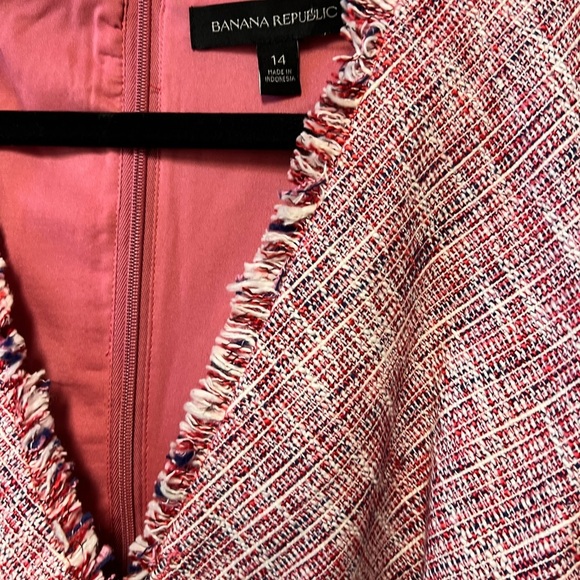 Banana Republic Pink Tweed Midi Dress Size 14 - Picture 3 of 7